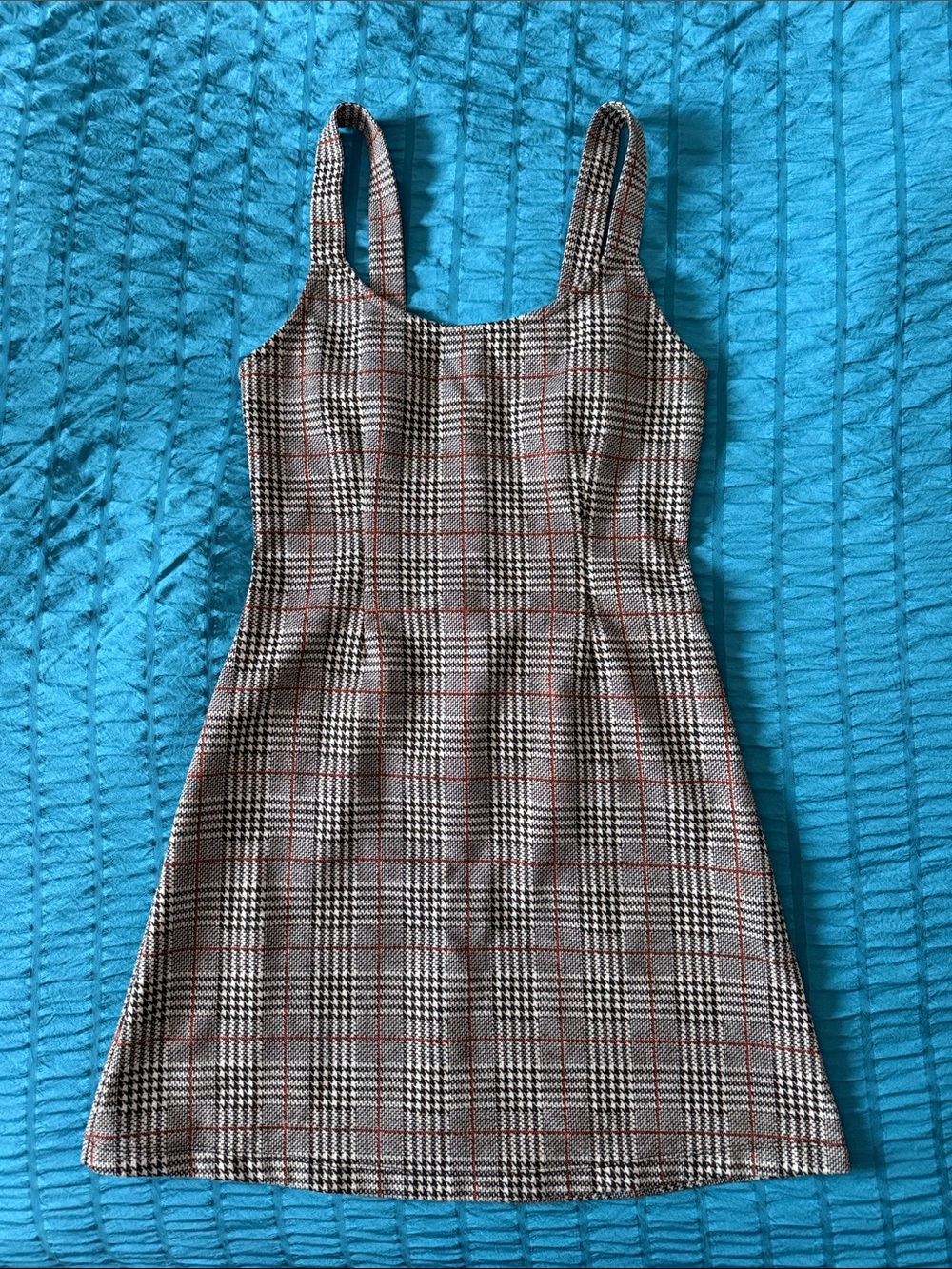 Forever 21 Plaid Mini Dress in Black, White & Brown with Red Accents